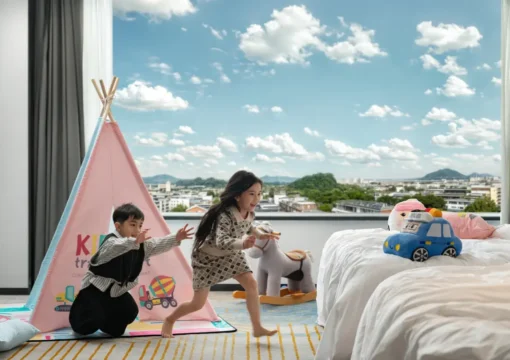 Family Theme Room With Spacious Play Area, LED UV Sterilization, And Children’s Play Tent