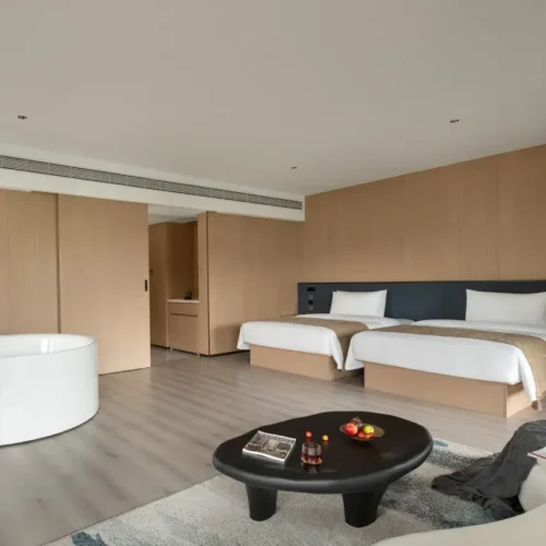 270° Forest-Themed Two-Bedroom Two-Bathroom Grand Family Suite With Super Large Round Bathtub And Leisure Couch